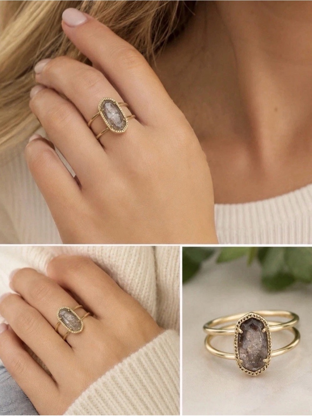 Kendra Scott Statement Ring Large Gray Druzy
